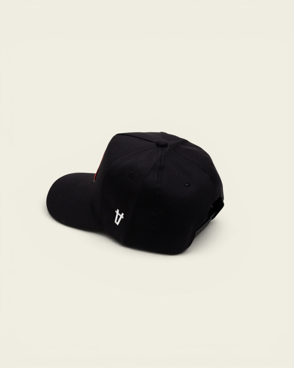 Ayredale Ranch & Co black baseball cap with a red front patch and white side logo embroidery
