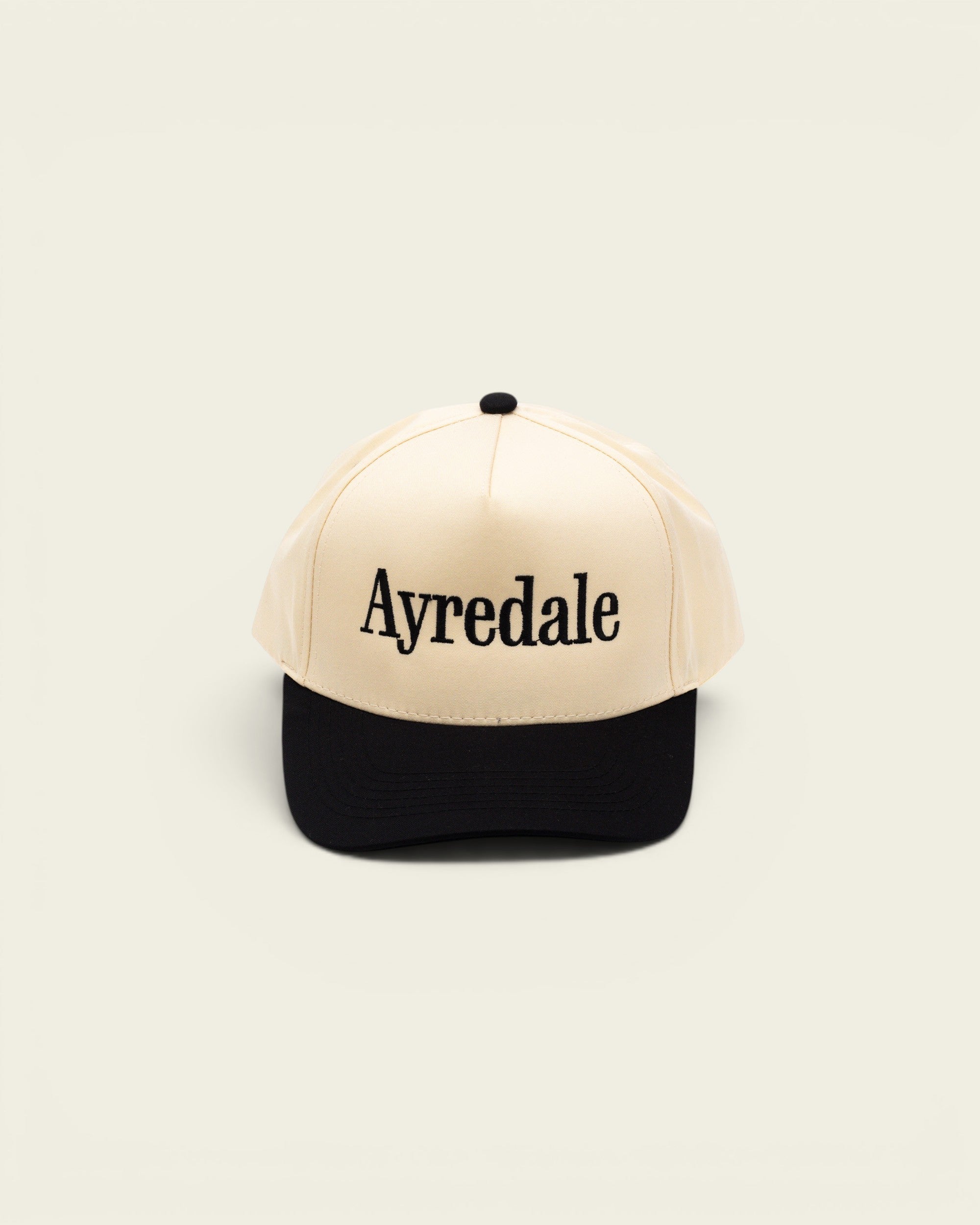 Ayredale Ranch & Co Ayredale OG Black baseball cap with cream crown, black brim, and black embroidered logo.