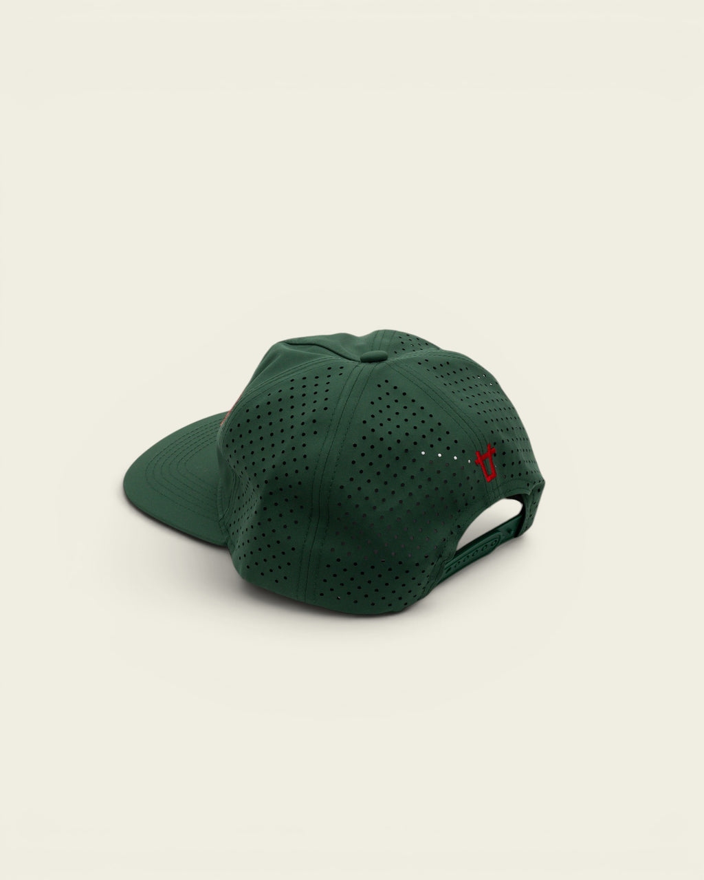Ayredale Ranch & Co Bunnings Sport dark green perforated performance baseball cap with red logo embroidery