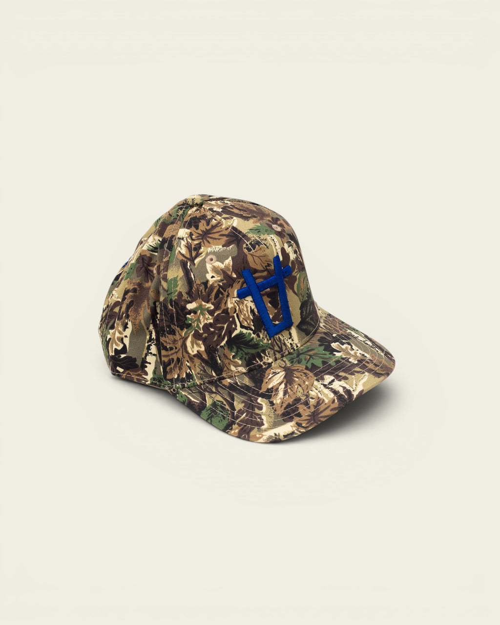 Ayredale Ranch & Co camouflage baseball cap with blue embroidered logo.