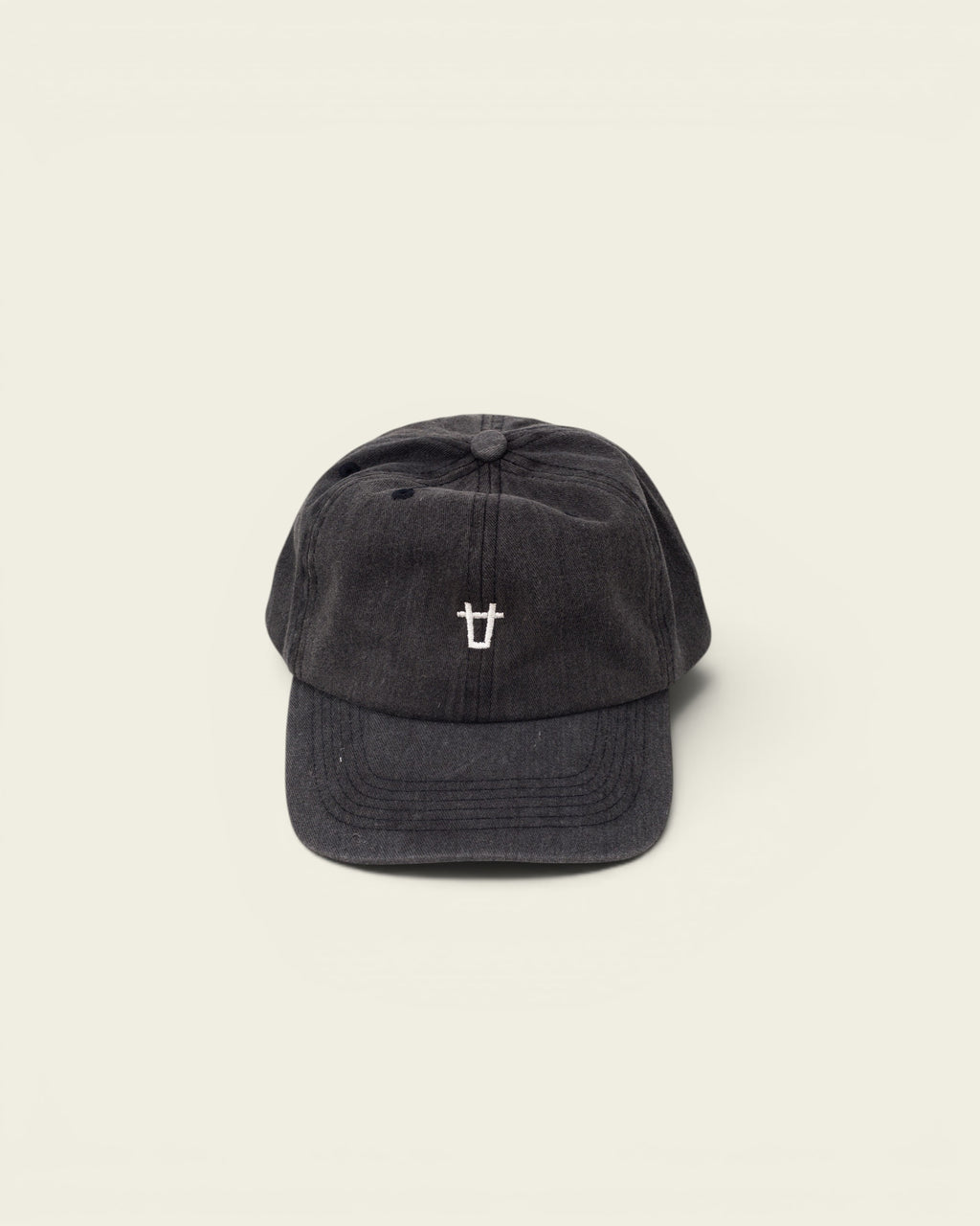 Ayredale Ranch & Co dark grey washed cotton baseball cap with white bull head embroidery and stitched brim.