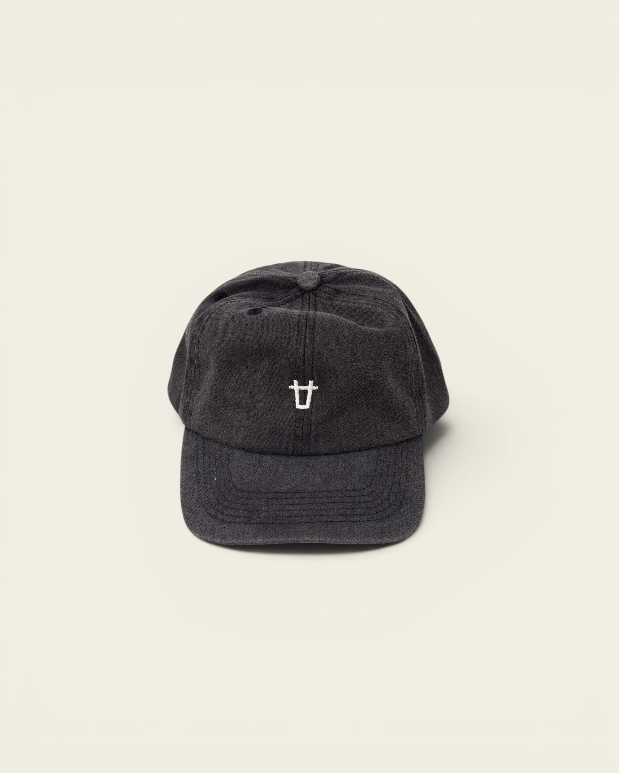 Ayredale Ranch & Co dark grey washed cotton baseball cap with white bull head embroidery and stitched brim.