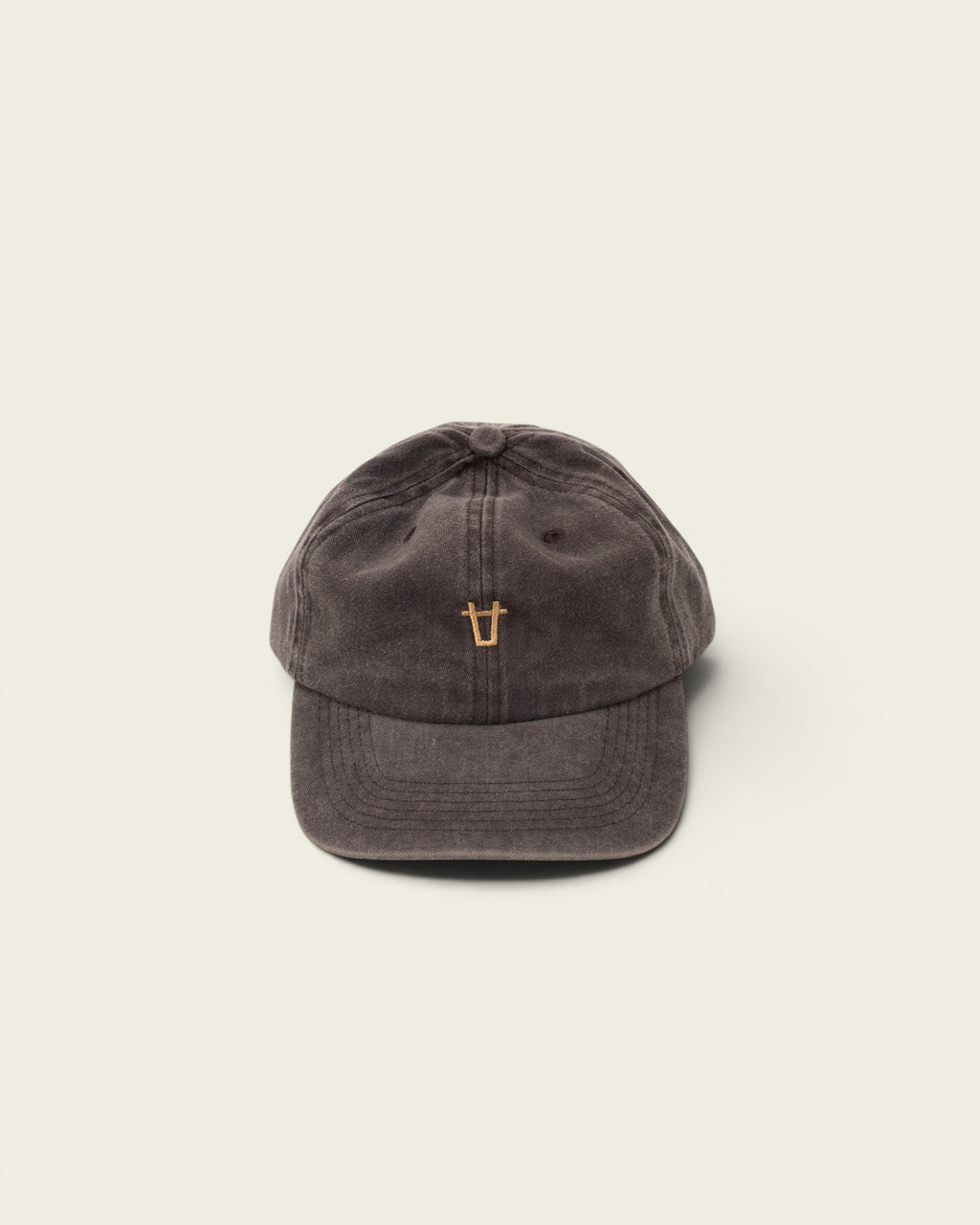 Ayredale Ranch & Co dark grey washed cotton baseball cap with gold bull head logo embroidery.
