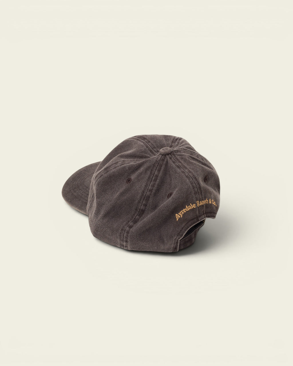 Ayredale Ranch & Co dark grey washed cotton baseball cap with embroidered logo on back