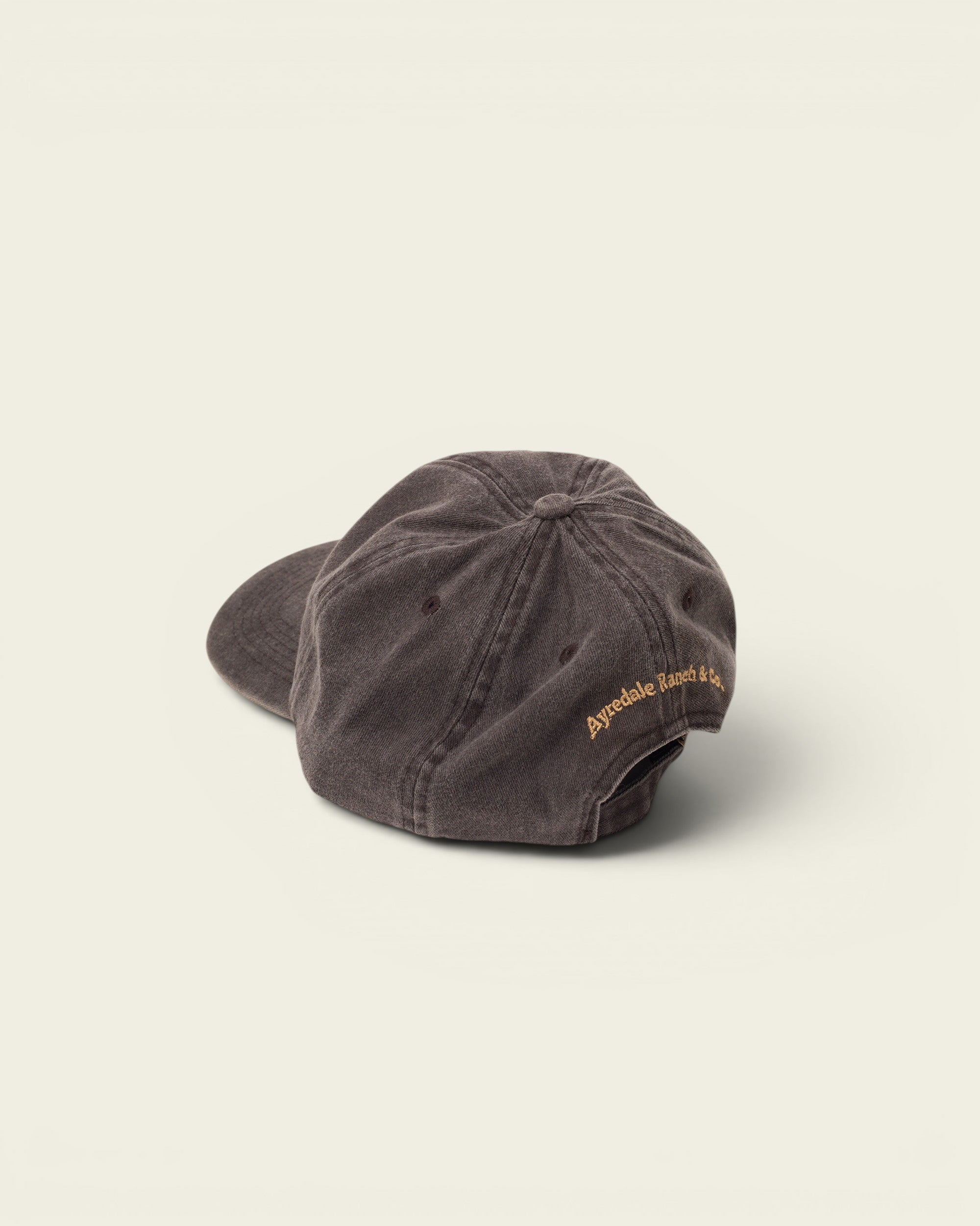 Ayredale Ranch & Co dark grey washed cotton baseball cap with embroidered logo on back