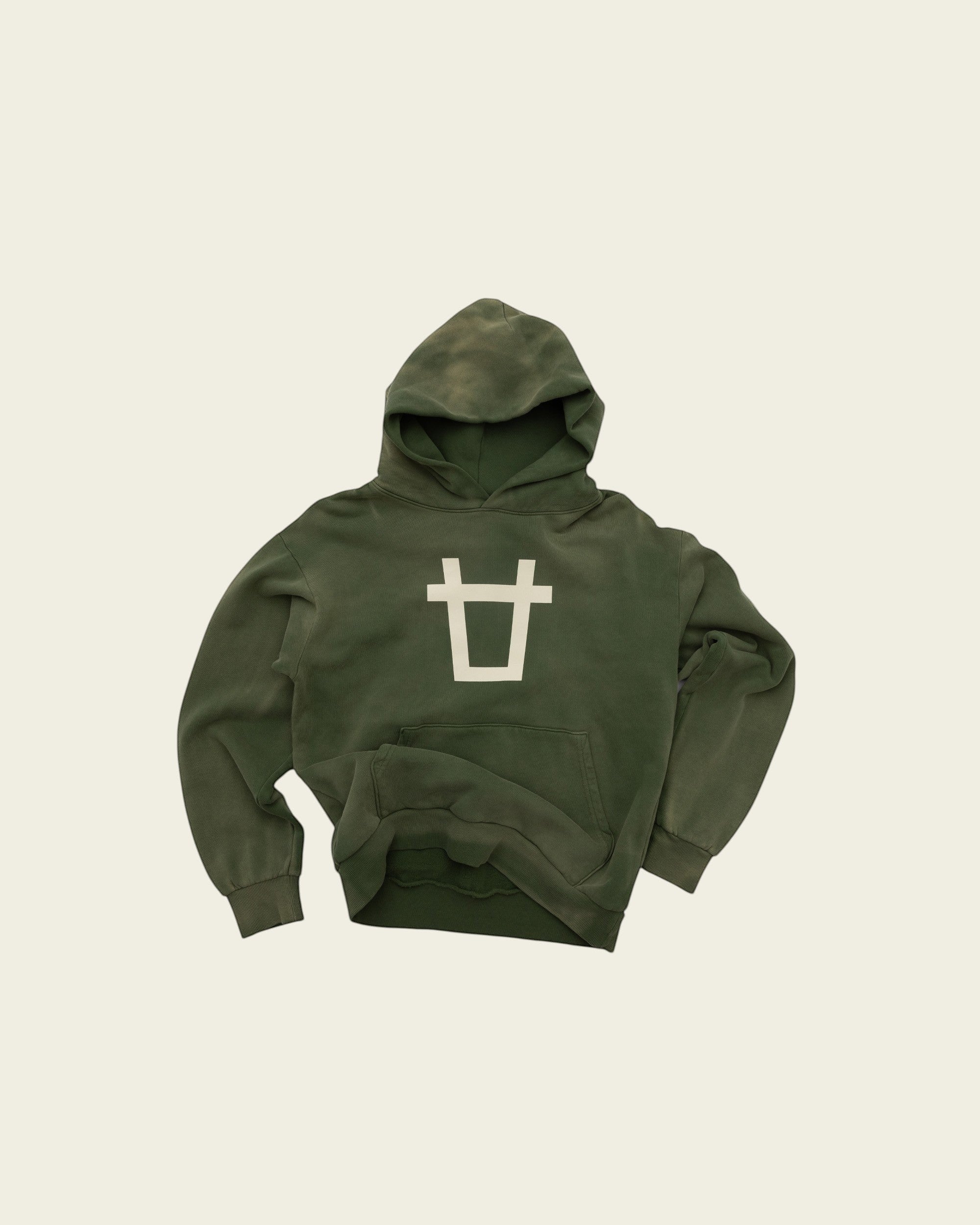 Ayredale Ranch & Co heavyweight green fleece hoodie with oversized drop-shoulder fit and large chest brand mark