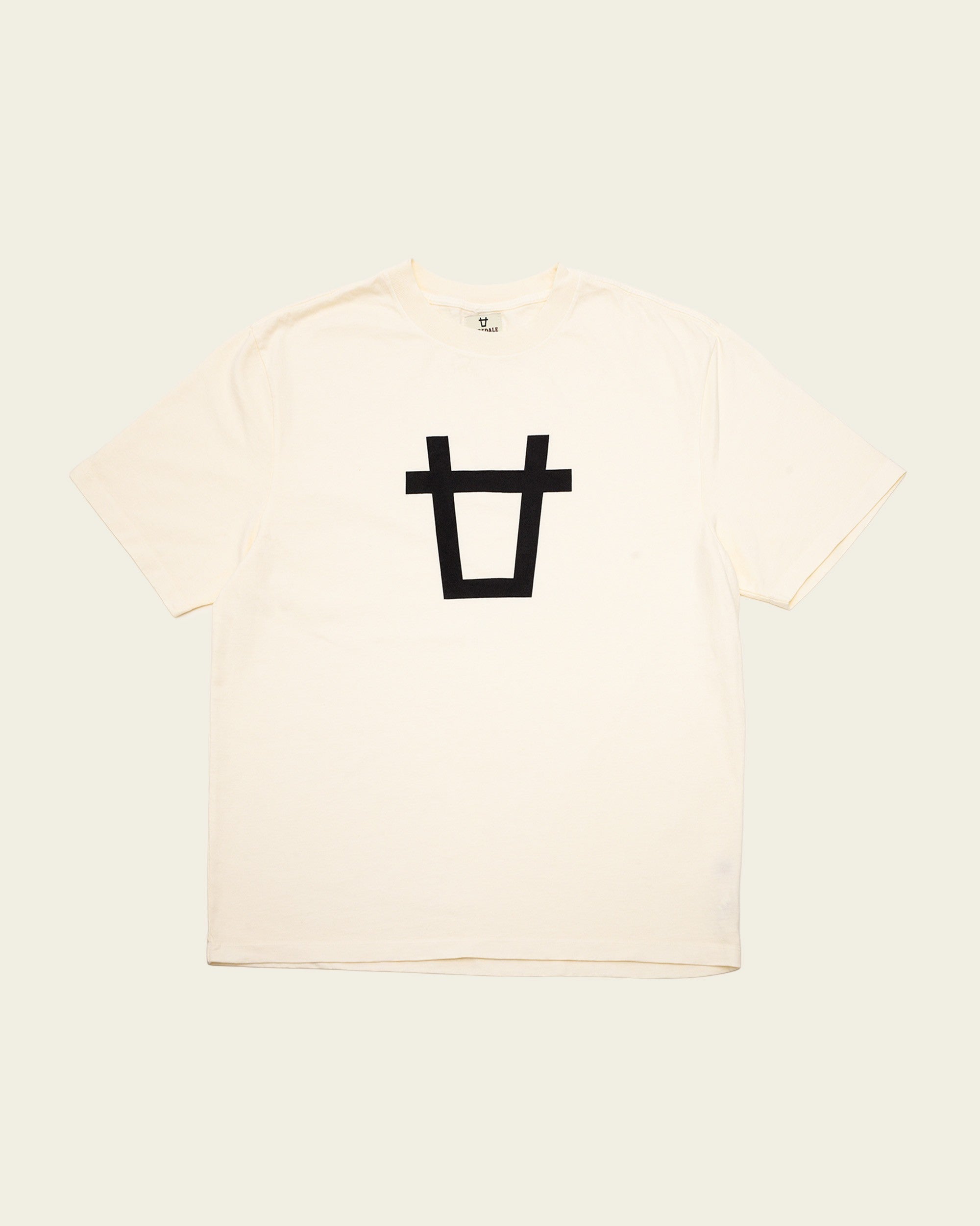Ayredale Ranch & Co white cotton t-shirt featuring a minimalist black bull head graphic on the chest.