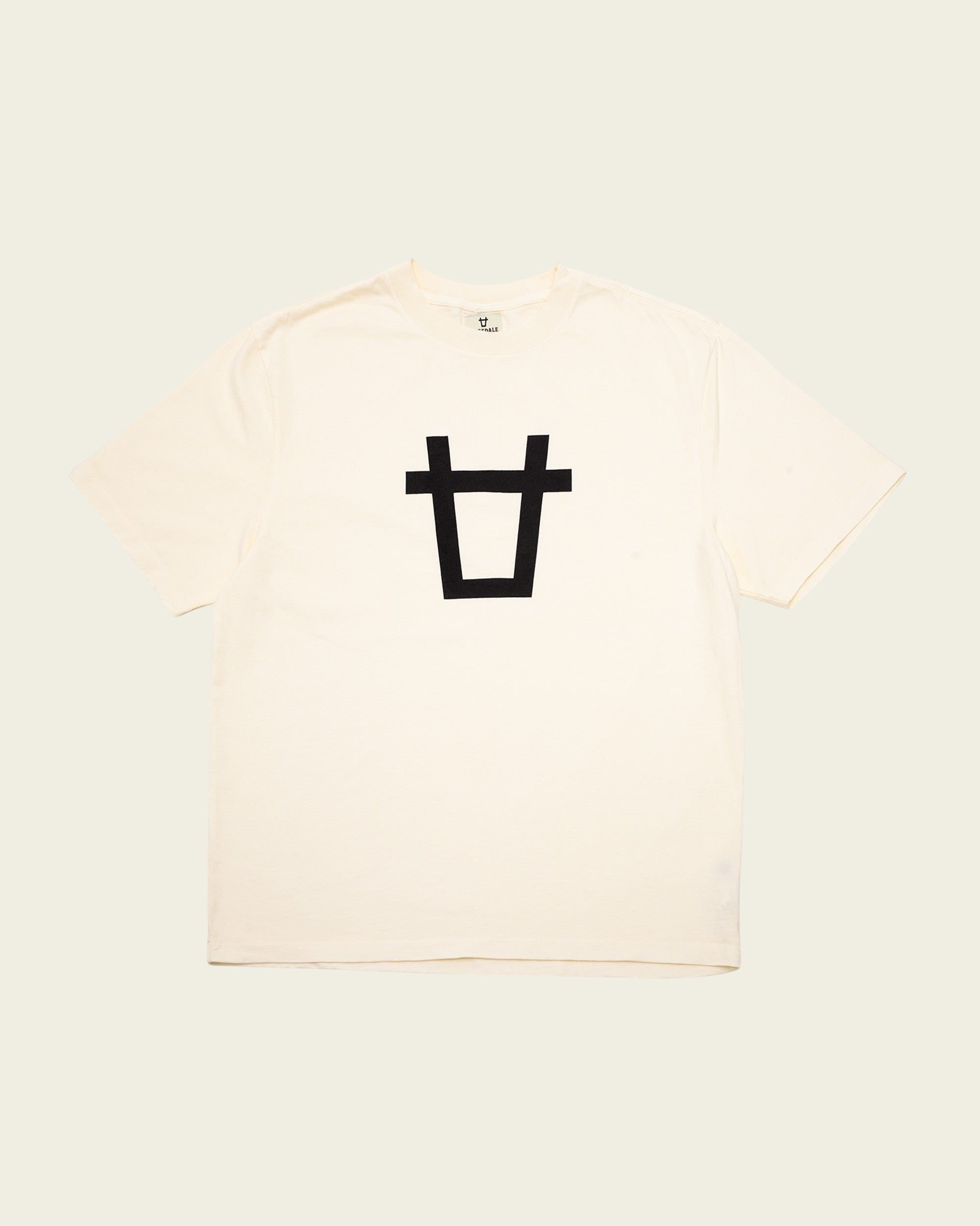 Ayredale Ranch & Co white cotton t-shirt featuring a minimalist black bull head graphic on the chest.